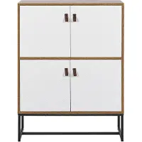 Beliani Moderne Kommode Heller Holzfarbton / Weiß 4 Türen MDF- Platte Metall für Schlafzimmer für Wohnzimmer