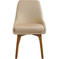 Beliani Esszimmerstuhl 2er Set Beige Polsterbezug Dicke Sitzkissen Holzbeine Minimalismus