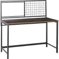 Beliani Schreibtisch Dunkler Holzfarbton / Schwarz 118 x 60 cm mit Notiztafel Heimbüro Arbeitstisch Industrieller Stil