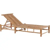 Beliani Gartenliege Hellbraun Bambusholz mit Auflage Cremeweiß verstellbarem Kopfteil Modern für Balkon Terrasse Outdoor Außenbereich Gartenmöbel