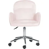 Beliani Bürostuhl Rosa Stoffbezug Samt mit Armlehnen Rollen Gasdruckfeder Höhenverstellbar Drehbar Büro Wohnzimmer Esszimmer Drehstuhl