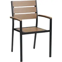 Beliani Gartenstuhl 6er Set Hellbraun Kunstholz und Aluminoum Stapelbar Modern Design Sitzmöbel Outdoor Terrasse Balkon Ausstattung Möbel