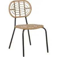 Beliani Gartenstuhl 8er Set Natürlich PE-Rattan mit Schwarzem Metallgestell Hoher Rückenlehne Boho Garten Outdoor Terrasse Ausstattung Möbel