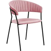 Beliani Set aus 2 Esszimmerstühlen Samtpolsterung rosa schwarze Metallbeine mit Armlehnen gebogene Rückenlehne modernes Design