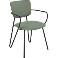 Beliani Set aus 2 Esszimmerstühlen Dunkel Grün Polyester Strukturgewebe Polsterung Schwarze Metallbeine Armlose Gebogene Rückenlehne Modernes Design