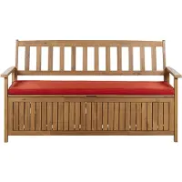 Beliani Auflage für Gartenbank Rot Polyester mit Befestigung Reißverschluss Einfarbig UV-Beständig Modern Outdoor Gartenausstattung Dickes Sitzkissen