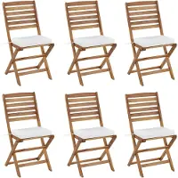 Beliani Sitzkissen für Gartenstuhl 6er Set Cremeweiß Stoffbezug mit Reißverschluss Bindebändern 31 x 39 cm Modern Outdoor Stuhlkissen Stuhlpolster