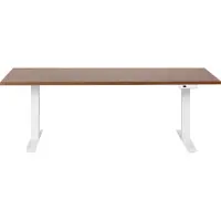 Beliani Schreibtisch Braun & Weiß Melamin 180x80cm Elektrisch Höhenverstellbar Rechteckig mit USB Metallgestell Modern Büro Steh-Sitz-Tisch Stehtisch