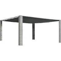 The Living Store Pavillon mit Schiebedach Poly Rattan 400x400x200 cm Grau
