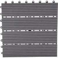 MCW WPC Bodenfliese Sarthe Holzoptik Balkon/Terrasse 11x Je 30x30cm - 1qm Grau Linear