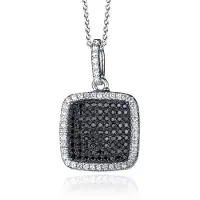 Orphelia Damen-Kette aus 925er Sterlingsilber mit Anhänger, Silber/Schwarz, ZH-4879