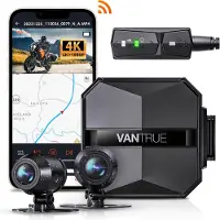 Vantrue Dashcam F1 2CH, Motorrad, 4K Weitwinkel-Kamera 160°, Rückfahrkamera 160°, WLAN & GPS