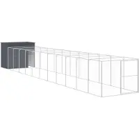 vidaXL Hundehütte mit Auslauf Anthrazit 214x1273x181 cm Stahl Verzinkt