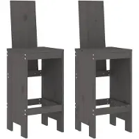 vidaXL Barhocker 2 Stk. Grau 40x42x120 cm Massivholz Kiefer