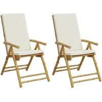 vidaXL Gartenstühle Klappbar Verstellbar 2 Stk. mit Kissen Bambus