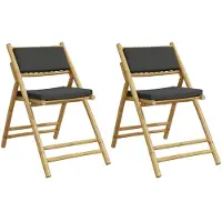 vidaXL Bistrostühle 2 Stk. Klappbar mit Kissen Bambus