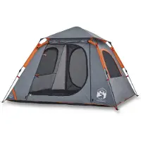 vidaXL Kuppel-Campingzelt 4 Personen Grau und Orange Quick Release