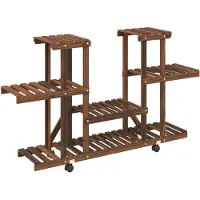 vidaXL - Pflanzenständer - mit - Rädern - 110x25x78 - cm - massiv - Fichtenholz