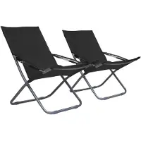vidaXL Klappbare Strandstühle 2 Stk. Stoff Schwarz