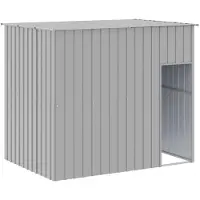 vidaXL Hundehütte mit Dach Hellgrau 214x153x181 cm Verzinkter Stahl