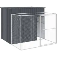 vidaXL Hundehütte mit Auslauf Anthrazit 214x253x181cm Verzinkter Stahl