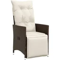 vidaXL Gartensessel Verstellbar mit Kissen Braun Poly Rattan