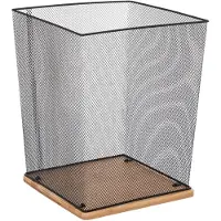 Five Abfall-/Mulleimer - 19 Liter - Metall/Bambus - schwarz/hellbraun - 25x31 cm