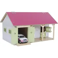 Kids Globe Pferdestall rosa 1:32 mit 2 Pferdeboxen 1 Lagerraum, ohne Pferde
