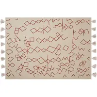 Beliani Decke Baumwolle beige / rot 130 x 180 cm geometrisches Muster BHIWANI