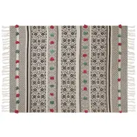 Beliani Decke Baumwolle beige / braun 130 x 180 cm orientalisches Muster CHINSURAH