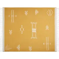 Beliani Decke gelb / weiss 130 x 170 cm JALKINI