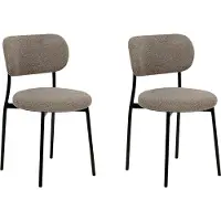 Beliani Esszimmerstuhl 2er Set Taupe Bouclé mit Schwarzen Metallbeinen Modernes Design für Esszimmer Essbereich Küche Wohnzimmer