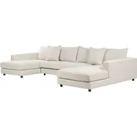 Beliani Wohnlandschaft Hellbeige Stoffbezug 5 Personen U-Form Modern Gepolsterte Rückenlehne Polsterung Gemütlich Bequem mit Kissen für Wohnzimmer