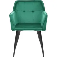 Beliani Esszimmerstuhl 2er Set Smaragdgrün Samtstoff mit Schwarzen Metallbeinen Glamourös Modern Wohnzimmer Essbereich Flur Diele Ausstattung Möbel