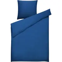 Beliani Bettwäsche Set Blau einfarbig Baumwolle 2-teilig Standardgröße für Einzelbett 135x200 cm Kopfkissen- und Deckenbezug mit Knopfverschluss