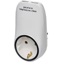 Emos USB Steckdose, Schuko Steckdosenadapter mit 2 USB-Ports 2100 mA, Kindersicherung, für Reisen, Smartphone, Handy, Tablet, P0072