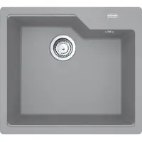 Franke Spüle URBAN UBG 610-56 in STEINGRAU mit Excenterbedienung Drehknopf Edelstahl / Ausschnittmaß 540 x 480 mm R15 / Granitspüle