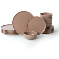 Hermia Concept , X000134680000000, Keramik-Geschirrset (18-teilig), 100 % KERAMIK, Taupe, 28 cm