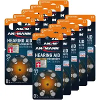 Ansmann Hörgerätebatterie 13, 310 mAh, PR48, orange, Zink-Luft, 60 Stück
