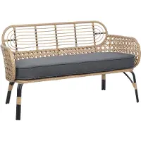 Beliani Rattansofa 2-Sitzer aus PE Naturgrau, mit Sitzkissen geflochten Boho Design