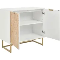 Beliani Sideboard Weiß und helles Holz MDF Holzfurnier 2 Türen mit Einlegeböden Skandinavisches Schlafzimmer Aufbewahrungslösung