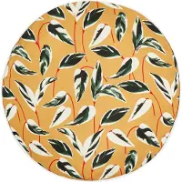 Beliani Gartenkissen Gelb 40 cm Rund Blätter Muster Blatt Motiv für Garten Terrasse Outdoor