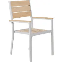Beliani Gartenstuhl 4er Set Beige Kunstholz Aluminium mit Hohen Armlehnen Lamellen-Optik Modern für Balkon Terrasse Garten Ausstattung