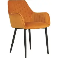 Beliani Esszimmerstuhl 2er Set Orange Samtstoff mit Schwarzen Metallbeinen Armlehnen Retro Design Polsterstuhl Wohnzimmer Esszimmer Ausstattung