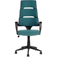 Beliani Bürostuhl Blaugrün und Schwarz Stoffbezug Höhenverstellbar Drehbar mit Armlehnen Bremsbaren Rollen Modern Arbeitszimmer Drehstuhl Arbeitsstuhl