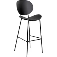 Beliani Barstuhl 2er Set Schwarz Kunststoff mit Metallgestell Fußstütze Lehne Skandi Modern für den Innenbereich Küche Esszimmer Möbel Ausstattung