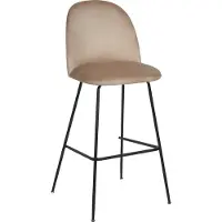 Beliani Barstühle 2er Set Taupe aus Samtstoff Schwarze Metall Beine Glamour Look Modern für Esszimmer Wohnzimmer Theke