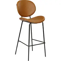 Beliani Barstuhl 2er Set Goldbraun Kunststoff mit Schwarzem Metallgestell Hoher Lehne Fußstütze Retro Design für Esszimmer Küche Bar Wohnzimmer Möbel
