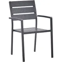 Beliani Gartenstuhl 6er Set Schwarz Kunstholz und Aluminium Stapelbar mit Armlehnen Modernes Design Sitzmöbel Outdoor Terrasse Balkon Ausstattung Möbel