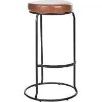 Beliani Barhocker 2er Set Braun Kunstleder-Bezug und Metall Ohne Lehne mit Fußstützen Retro Design Sitzmöbel Wohnzommer Küche Bar Wohnküche Ausstattung